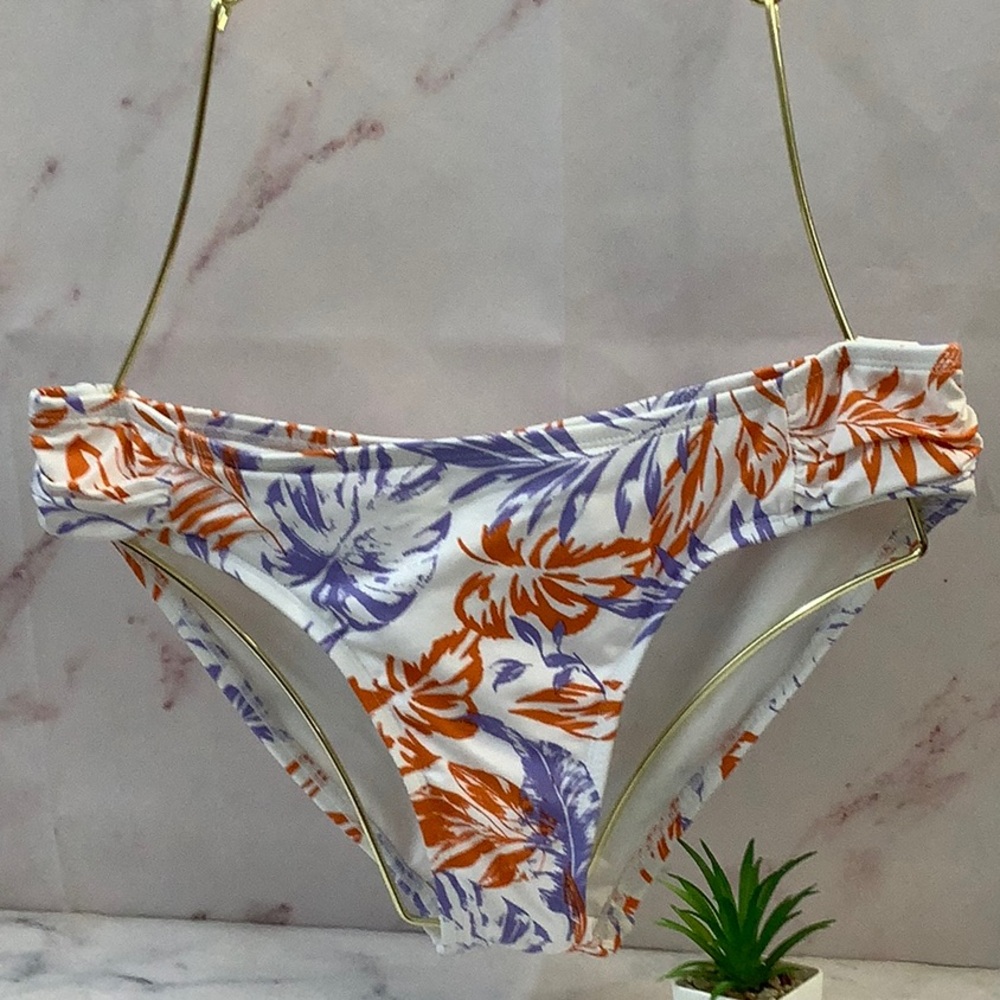 NWT Lucky Brand Floral Bikini Bottom in Orange and Purple Size L